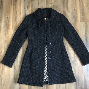 Anthropologie Black Polka Dotted Trench Jacket